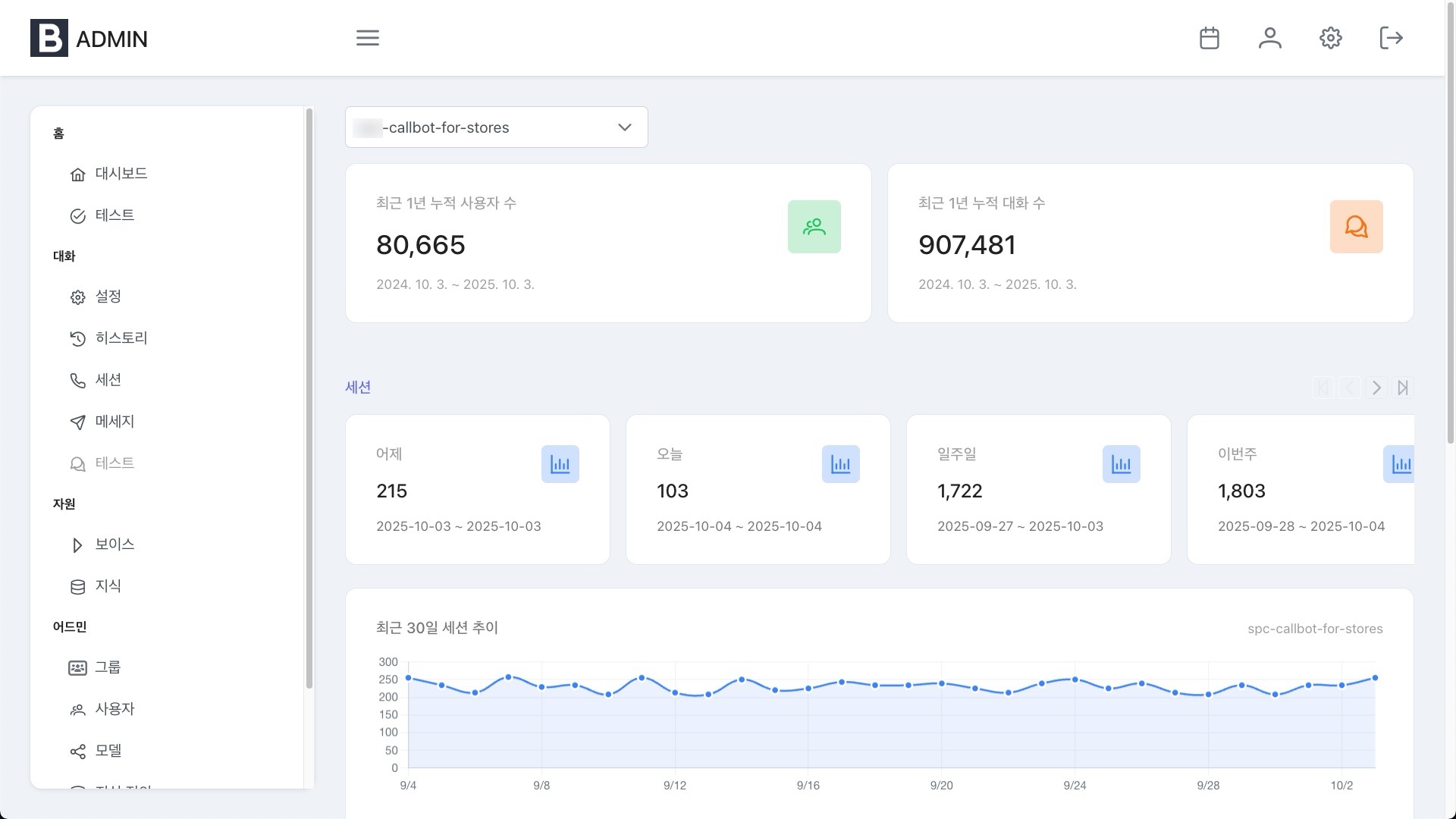 Admin - 대시보드